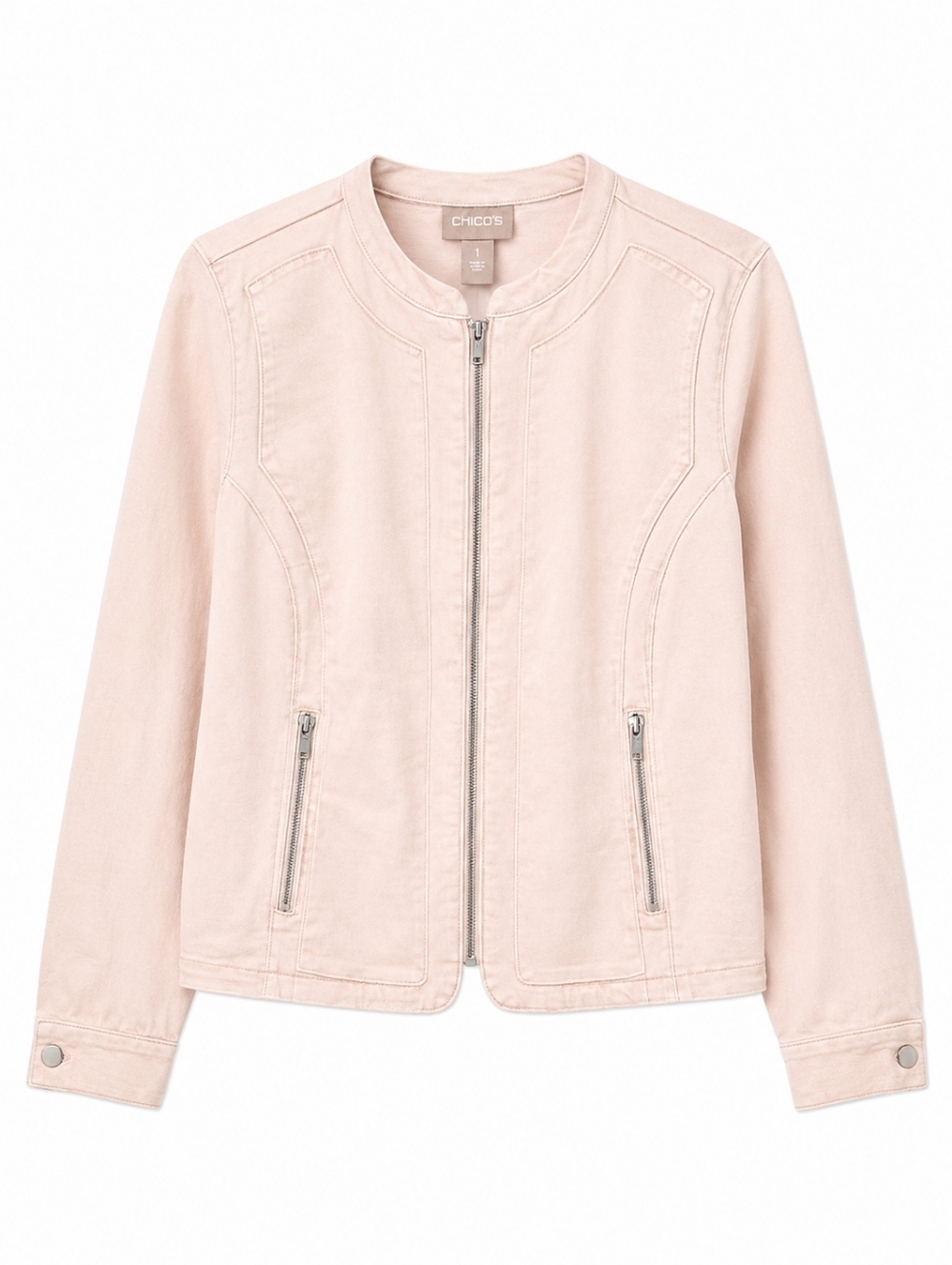 CHICOS Soft Cream Zip Jacket. Size Chicos 1
